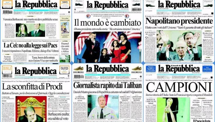 Le prime pagine di Repubblica dal 2006 al 2015: la storia e le età di crisi