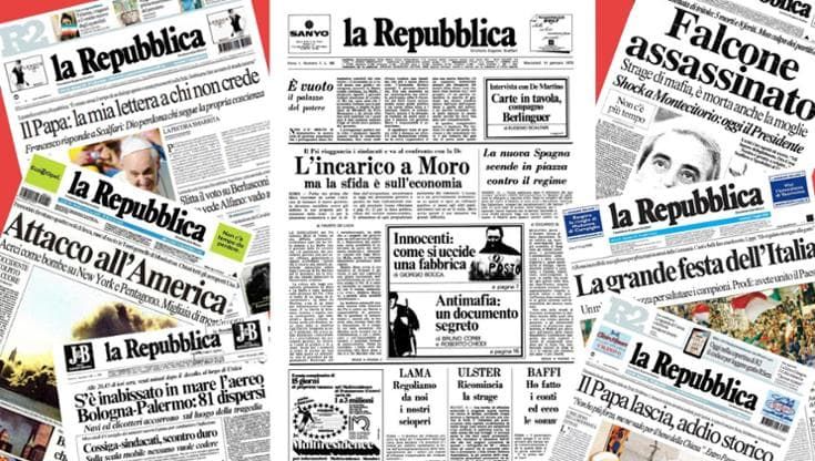 Ogni giovedì in regalo con Repubblica le prime pagine che hanno fatto la storia del giornale