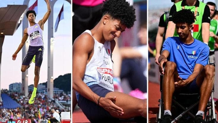 Europei di atletica, infortunio per Furlani: l'azzurro lascia la pista in sedia a rotelle